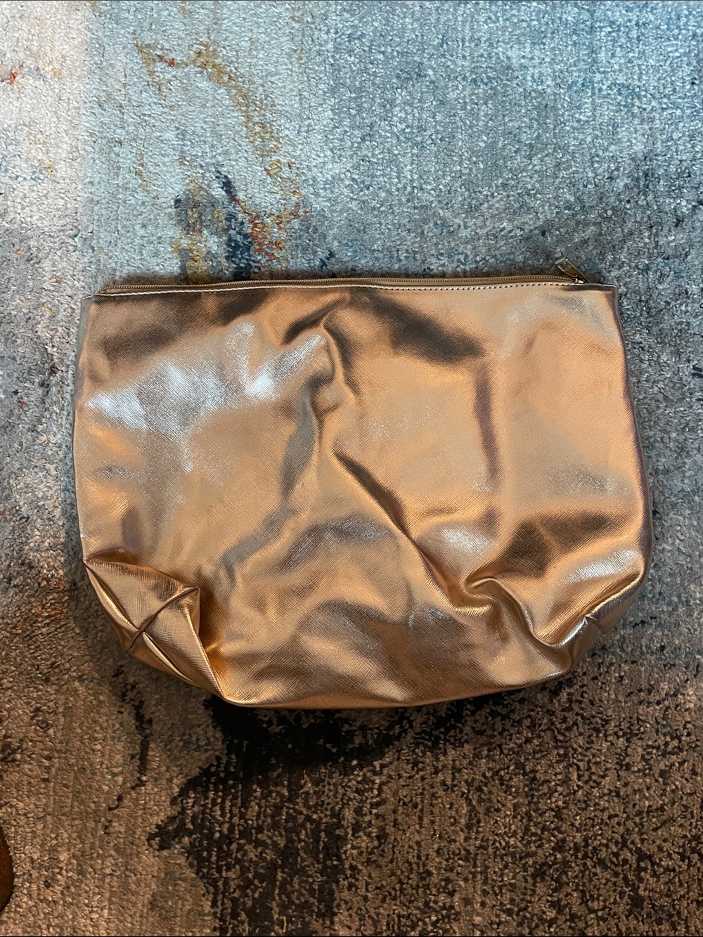 Under One Sky Metallic Rose Gold Cosmetic Pouch
